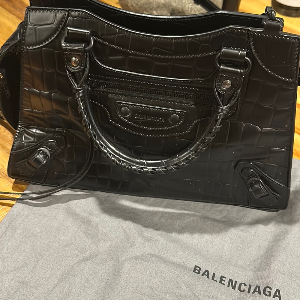 Balenciaga matte black leather crossbody bag!